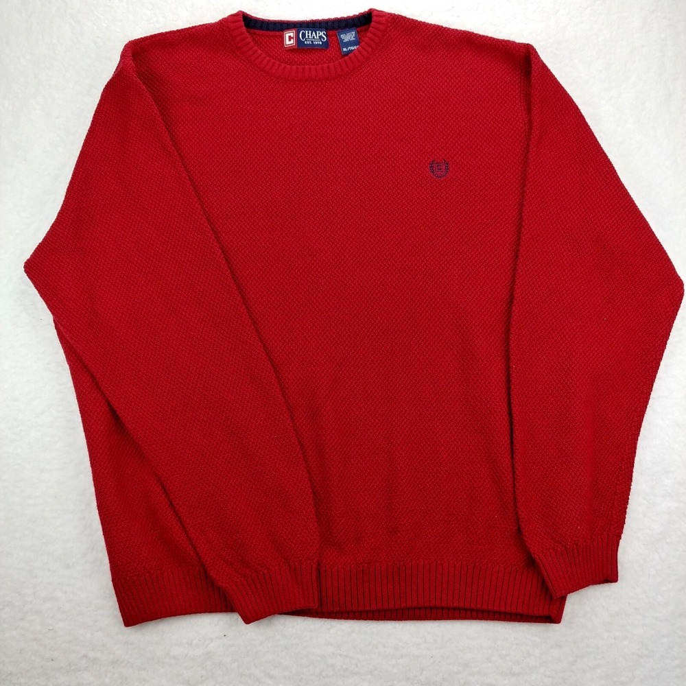 Chaps Ralph Lauren Casual Wear Adult Red Sleeve Sweater Size XL